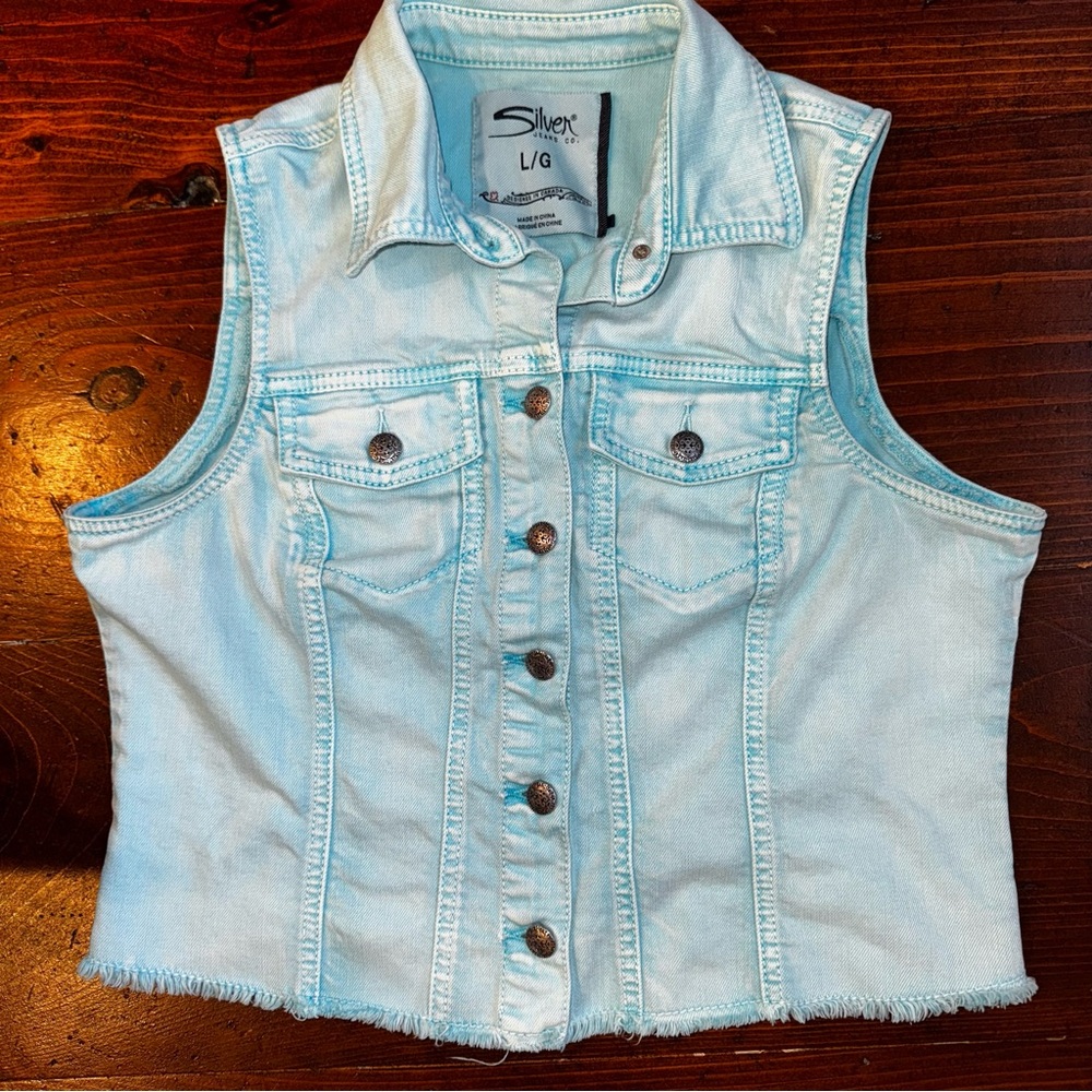 Silver Jeans Co. Light Blue‎ Denim Vest. Y2K. Size Large